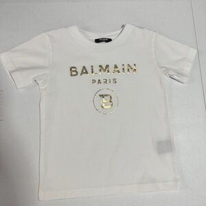 Balmain Kids White and Gold Tee